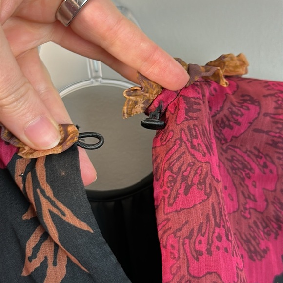 Anthropologie Porridge Black Puff Sleeve Open Back Floral Chiffon Dress Size 1X - Picture 15 of 16